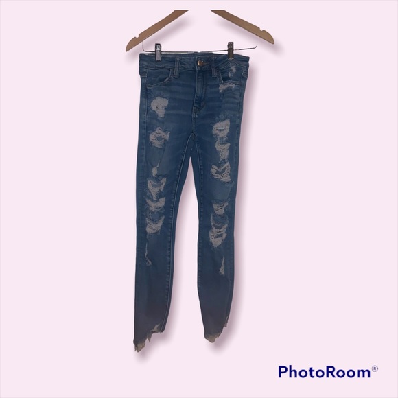American Eagle next Level stretch high rise jeggings . Distressed , size 4 - Picture 1 of 8